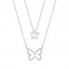 Collana Donna Lotus Silver LP3825-1/1 Doppio Filo In Argento Con Farfalla