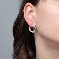 Orecchini Donna Lotus Style Pendenti Acciaio Bicolore Argento e Rosé LS1780/4/2