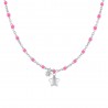 Collana Donna Luca Barra CK2178 In Acciaio Con Smalto Fucsia E Stella