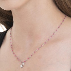 Collana Donna Luca Barra CK2178 In Acciaio Con Smalto Fucsia E Stella
