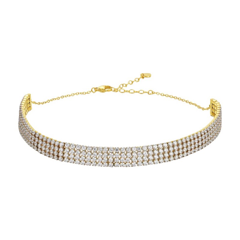 Collana Donna Choker Tennis Luca Barra CK2184 In Acciaio Dorato Con Zirconi