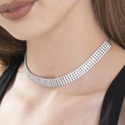 Collana Donna Choker Tennis Luca Barra CK2184 In Acciaio Dorato Con Zirconi