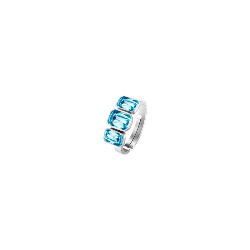 Anello Donna Luca Barra ANK555 In Acciaio Con Cristalli Celesti