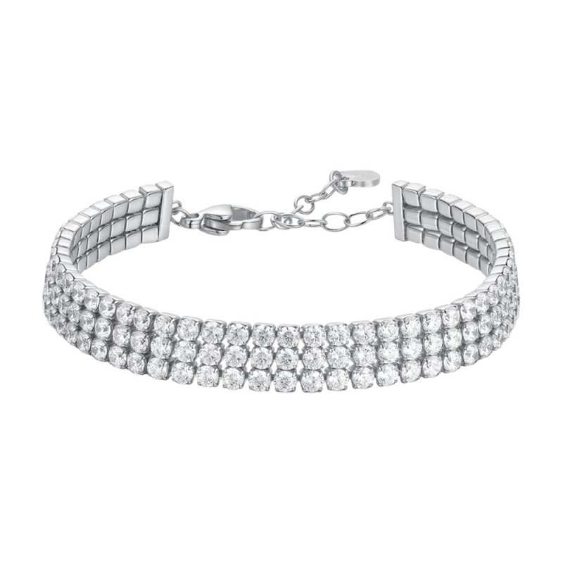 Bracciale Donna Tennis Luca Barra BK2846 In Acciaio Con Zirconi A Tre File