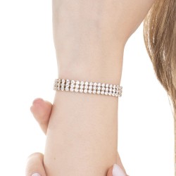 Bracciale Tennis Donna Luca Barra BK2846 In Acciaio Dorato Con Zirconi A Tre File