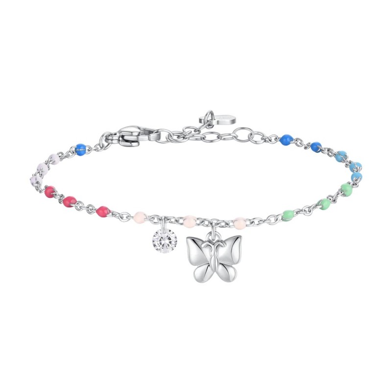 Bracciale Donna Luca Barra BK2835 In Acciaio Con Smalto Multicolore E Farfalla