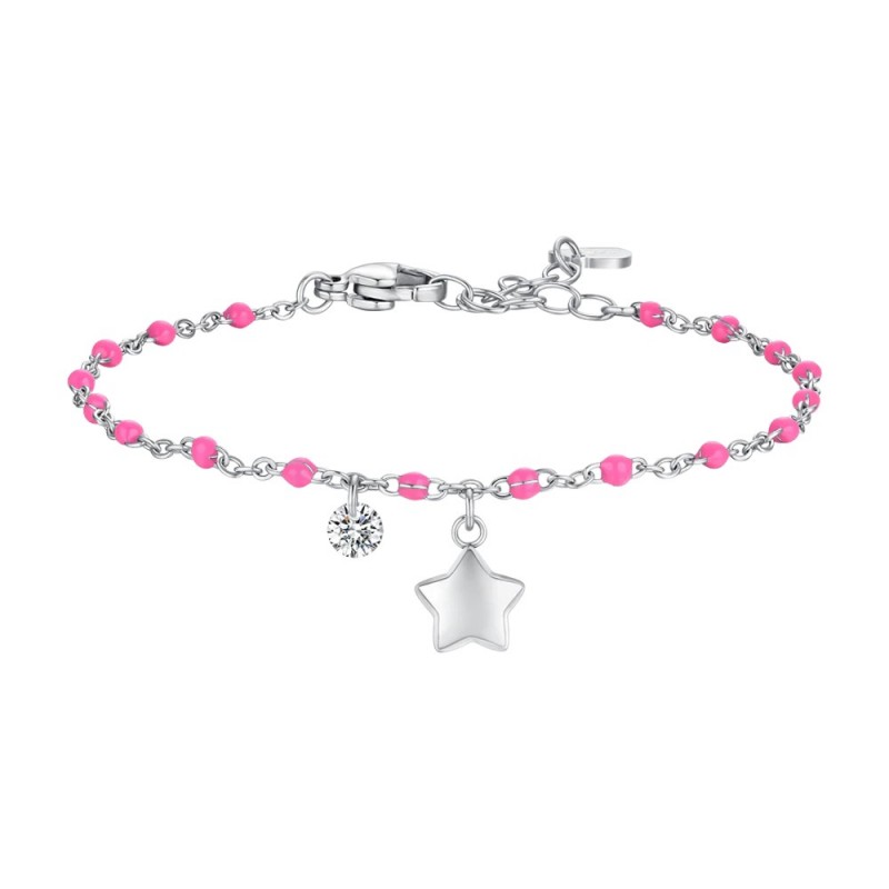 Bracciale Donna Luca Barra BK2833 In Acciaio Con Smalto Fucsia E Stella
