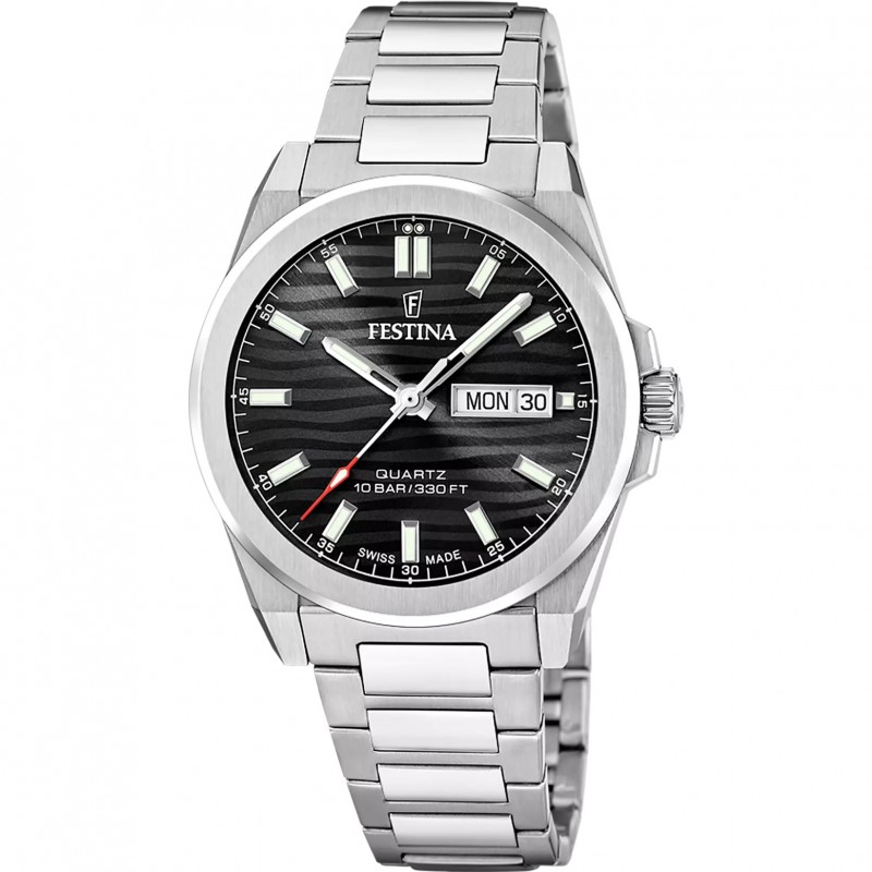 Orologio Uomo Festina F20073/5 Con Cinturino Acciaio E Quadrante Nero