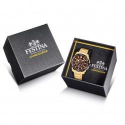 Orologio Uomo Festina Chrono Bike F20727/3 Cronografo Con Cassa E Cinturino Dorati