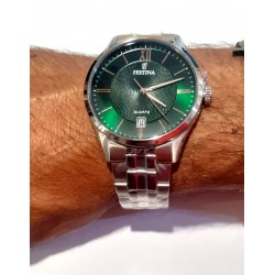 Orologio Uomo Festina Solo Tempo F20425/7 In Acciaio Con Quadrante Verde