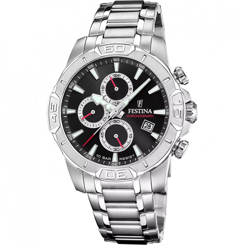Orologio Uomo Cronografo Festina F20704/6 In Acciaio Con Quadrante Nero
