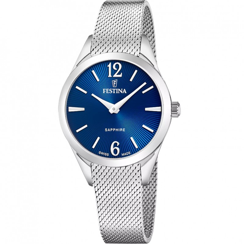 Orologio Donna Festina Grace  F20076/3 In Acciaio Swiss Made Con Quadrante Blu