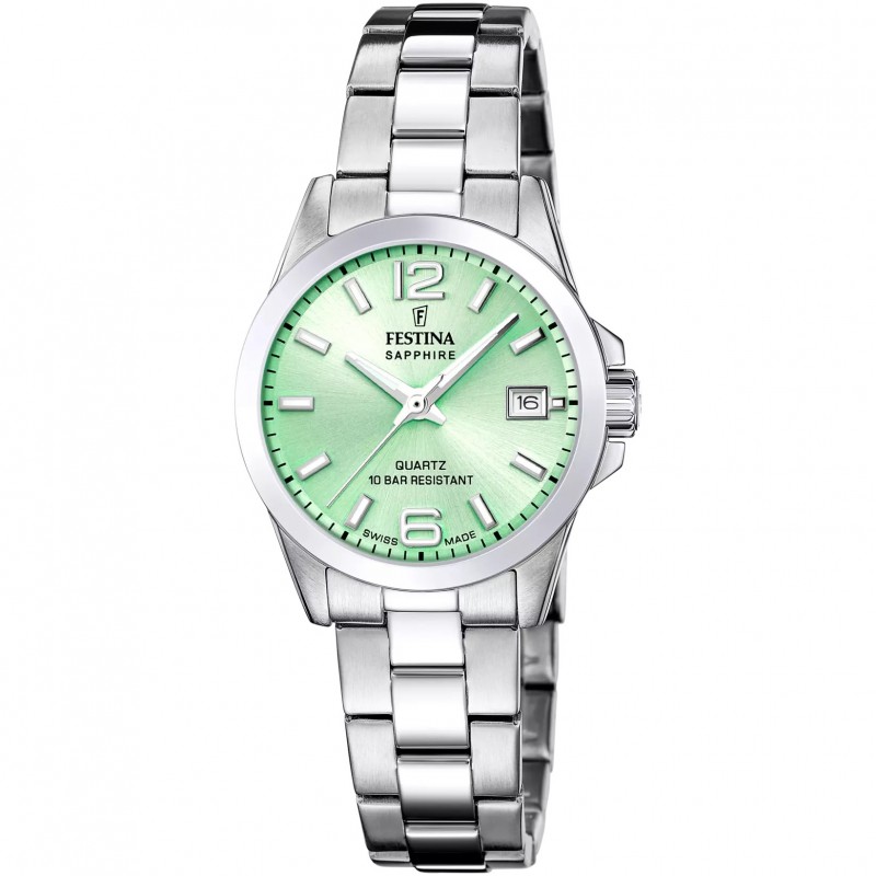 Orologio Donna Classico Festina F20049/2 Swiss Made Con Quadrante Verde Chiaro