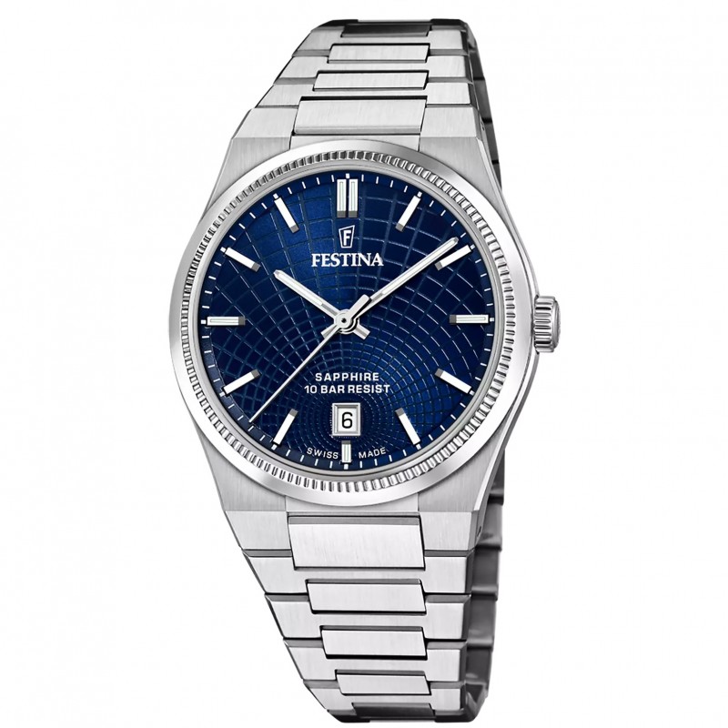 Orologio Uomo Festina F20051/4 In Acciaio Swiss Made Con Quadrante Blu