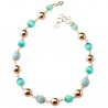 Collana Donna Sovrani Cristal Manique J6137 In Bronzo Rosé Con Pietre Verde Acqua