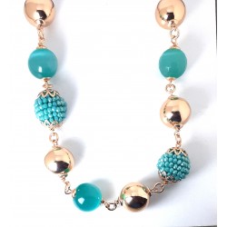 Collana Donna Sovrani Cristal Manique J6137 In Bronzo Rosé Con Pietre Verde Acqua