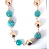 Collana Donna Sovrani Cristal Manique J6137 In Bronzo Rosé Con Pietre Verde Acqua