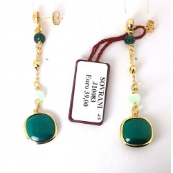 Orecchini Donna Sovrani Cristal Manique J10083 In Bronzo Dorato Con Pietre Verdi