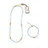 Completo Donna Collana Bracciale Sovrani J10566 In Bronzo Dorato Con Cristalli Verde Acqua