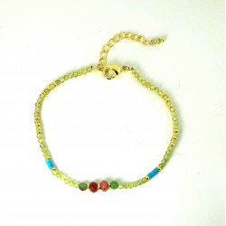 Completo Donna Collana Bracciale Sovrani K2808 DB In Bronzo Dorato Con Cristalli Verdi