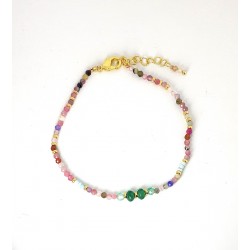 Completo Collana Bracciale Sovrani J10562 In Bronzo Dorato Con Cristalli Multicolore