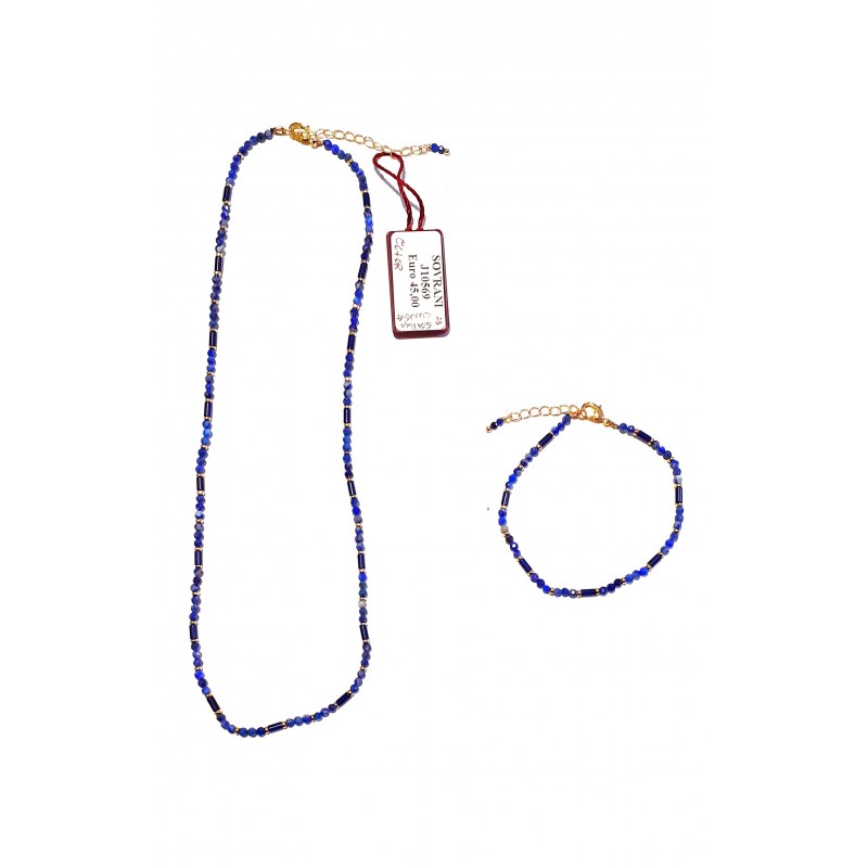 Completo Collana Bracciale Donna Sovrani J10569 In Bronzo Dorato Con Cristalli Blu
