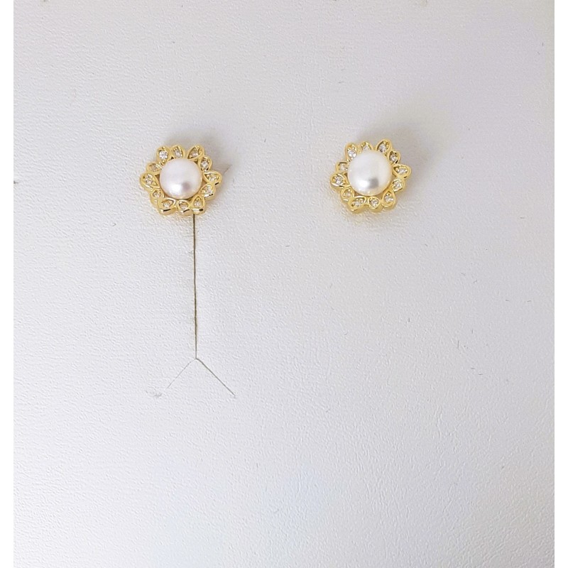 Orecchini Donna Gioja Argento COR13 In Argento Dorato Con Perla Bianca