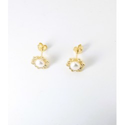 Orecchini Donna Gioja Argento COR13 In Argento Dorato Con Perla Bianca