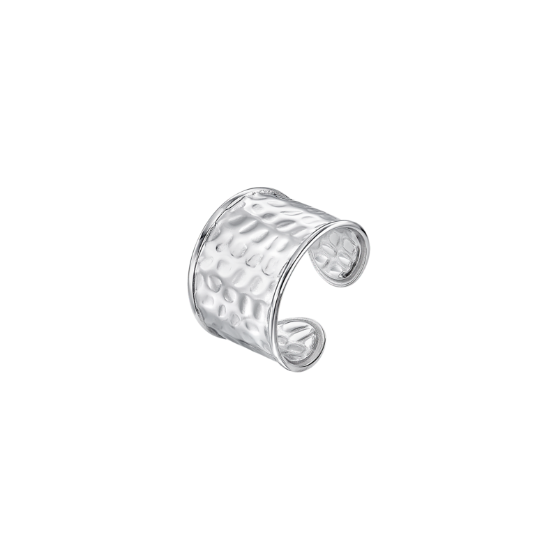 Anello Donna Lotus Style LS2439/3/118 In Acciaio A Fascia Effetto Martellato