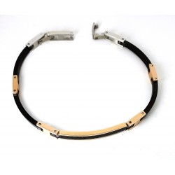 Bracciale Uomo Arkano ABA028BNR In Acciaio IP Nero E Rosé Con Diamantini
