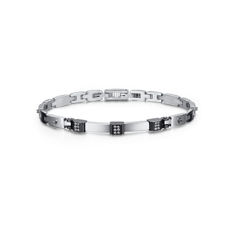 Bracciale Uomo Arkano BAR02BNB In Acciaio Con Strass