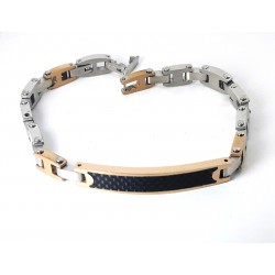 Bracciale Uomo Arkano BAC132R In Acciaio Con Piastra Rosé E Carbonio