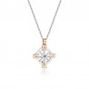 Collana Uomo Arkano CN17 In Acciaio Con Rosa Dei Venti E Diamante Nero