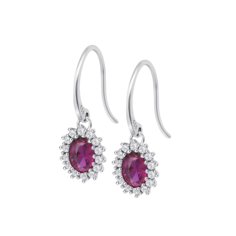 Orecchini Pendenti Donna Lotus Silver LP3459-4/12 In Argento Con Zircone Rosso