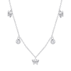 Collana Donna Lotus Silver LP3900-1/1 In Argento Con Farfalle E Zirconi