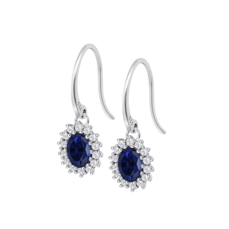 Orecchini Donna Lotus Silver LP3459-4/9 In Argento Con Zircone Blu E Chiusura A Gancio