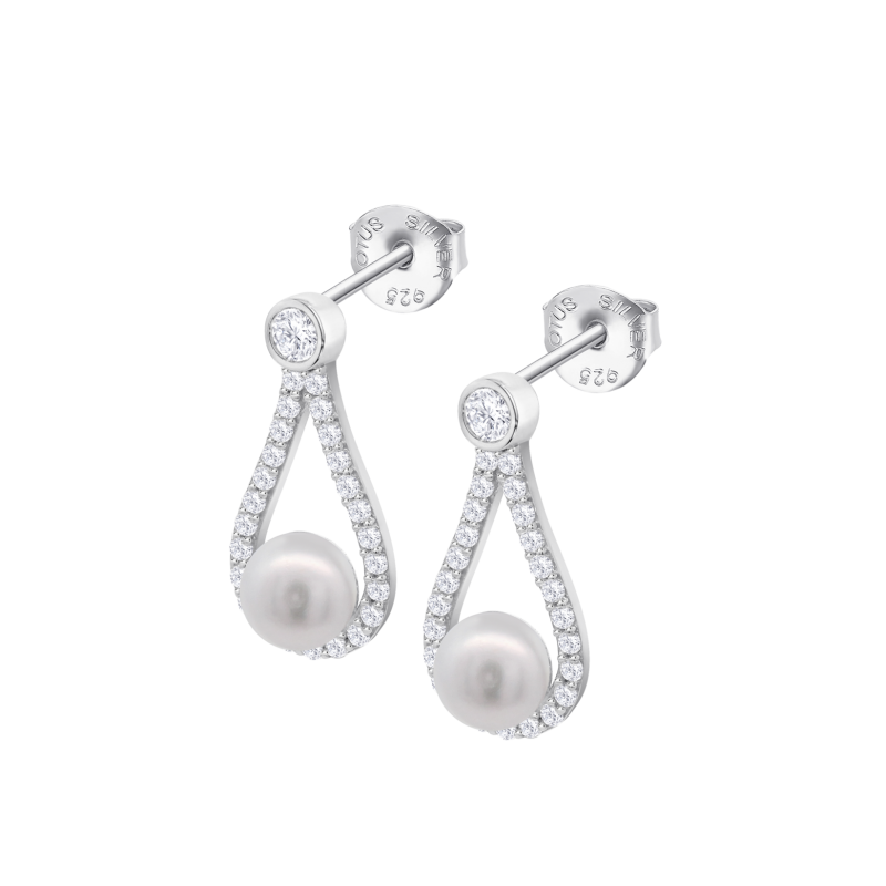 Orecchini Donna Lotus Silver LP3481-4/1 In Argento Con Perla Bianca E Zirconi