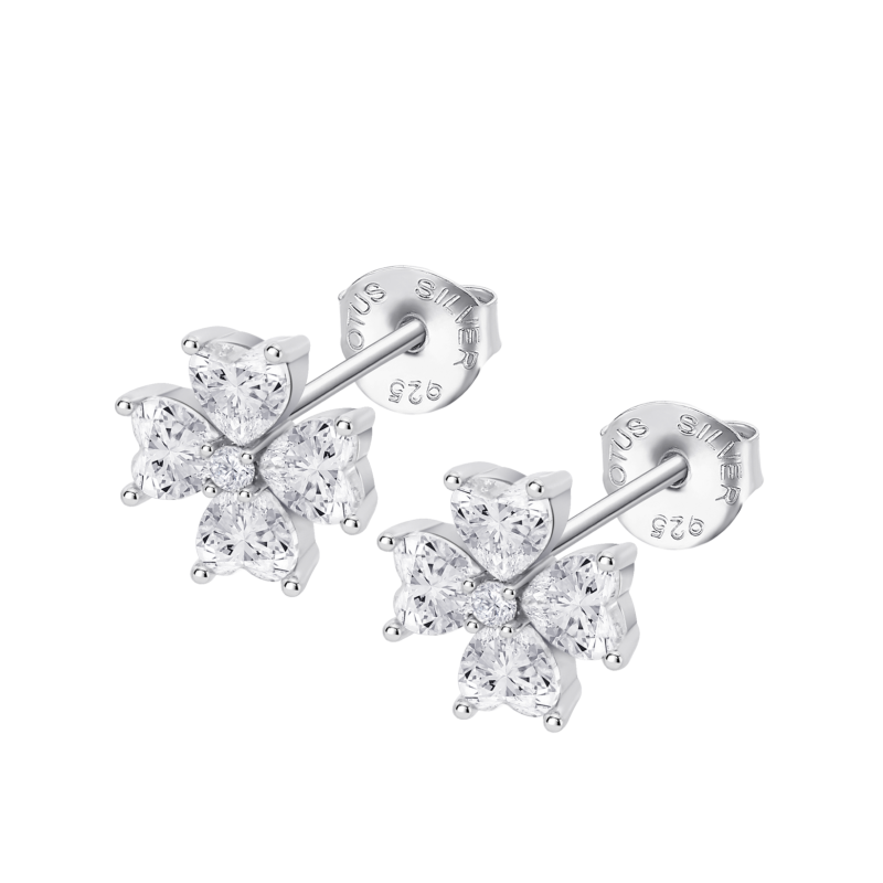 Orecchini Donna Lotus Silver LP3901-4/1 In Argento A Forma Di Quadrifoglio Con Zirconi