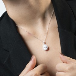 Collana Donna Lotus Silver LP3789-1/1 In Argento Con Cristallo A Goccia