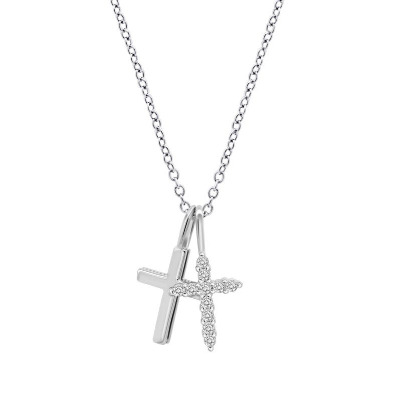 Collana Donna Lotus Silver LP3631-1/1 In Argento Con Doppia Croce E Zirconi
