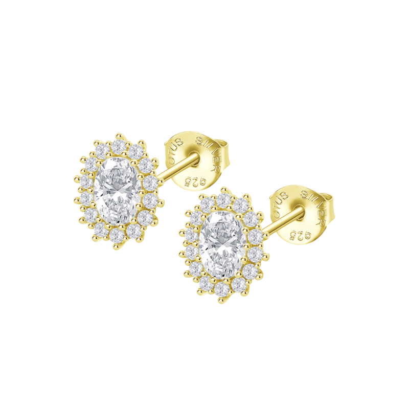 Orecchini Donna Lotus Silver LP3459-4/7 In Argento Dorato Con Zircone Ovale