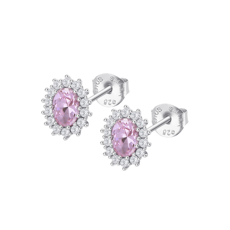 Orecchini Donna Lotus Silver LP3459-4/6 In Argento con Zircone Ovale Rosa
