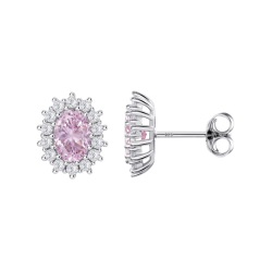 Orecchini Donna Lotus Silver LP3459-4/6 In Argento con Zircone Ovale Rosa