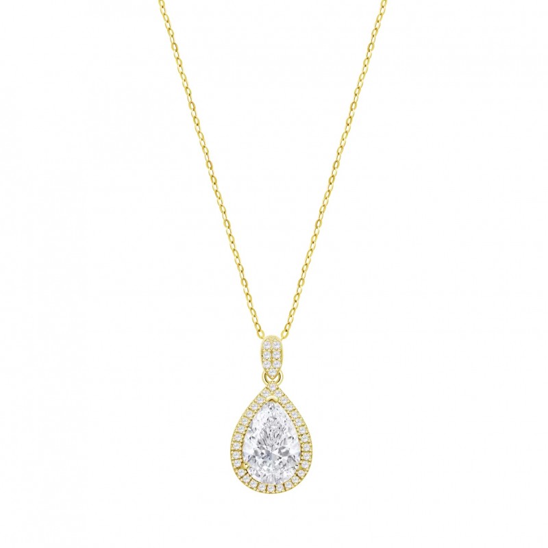Collana Donna Lotus Silver LP3789-1/4 In Argento Dorato Con Cristallo A Goccia