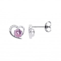 Orecchini Donna Lotus Silver LP3106-4/2 In Argento A Cuore Con Zircone Rosa