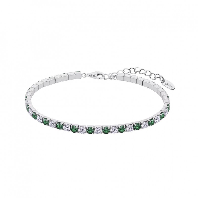 Bracciale Tennis Donna Lotus Silver LP3452-2/7 In Argento Con Zirconi Verdi E Trasparenti
