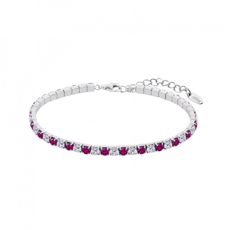 Bracciale Tennis Donna Lotus Silver LP3452-2/6 In Argento Con Zirconi Rossi E Trasparenti