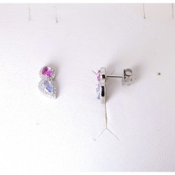 Orecchini Donna Lotus Silver LP3841-4/1 1 In Argento Con Zirconi Rosa E Celesti