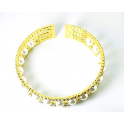 Bracciale Donna Rigido Ananda Steel AXBR04 In Metallo Dorato Con Perle Bianche
