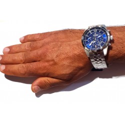 Orologio Uomo Festina F20742/1 Cronografo Con Quadrante Blu E Cinturino Acciaio